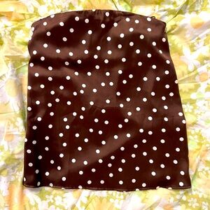 Zara Brown Polka Dot Strapless Satin Top